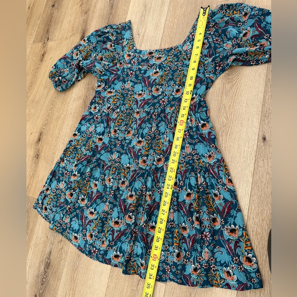 Maurices Puff Sleeve Floral Mini Babydoll Teal Dress 12 - Picture 9 of 9